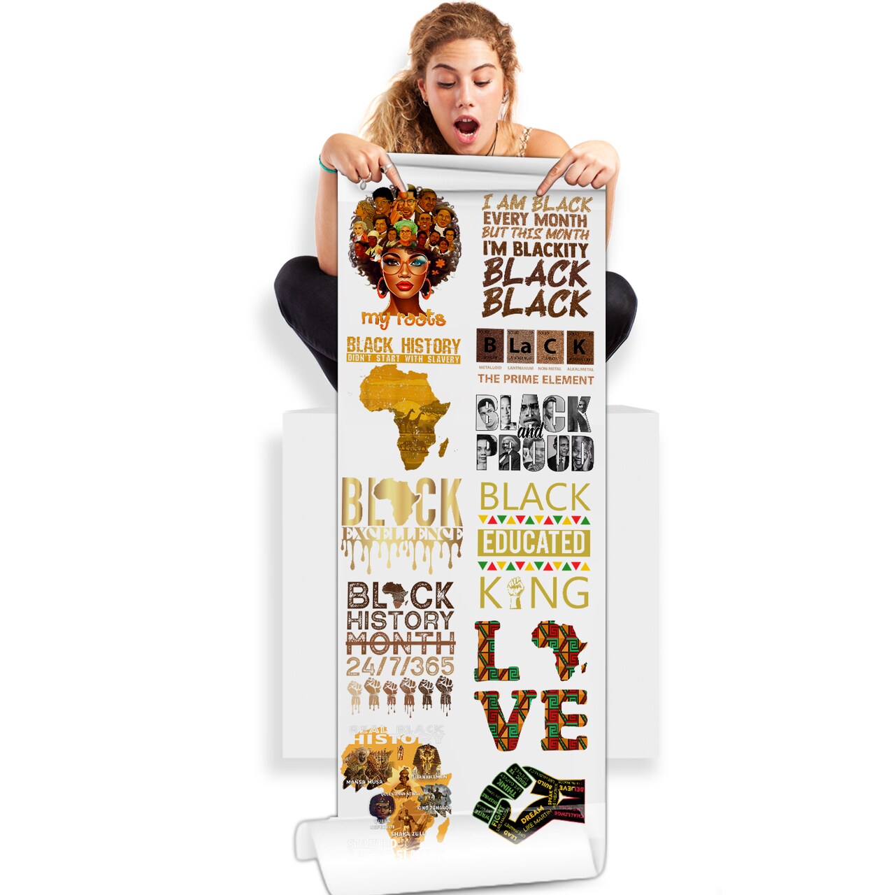 Black and Proud: Black History DTF Transfer Gang Sheets - 22x60 Direct-to-Film